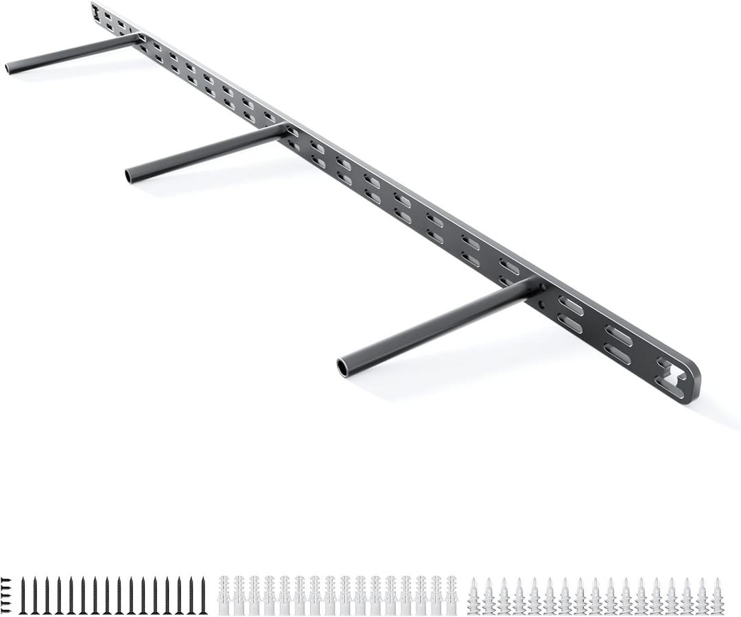 1pc Floating Shelf Bracket Heavy Duty,Decorative Floating Shelf Hardware Hidden Black Metal Fireplace Mantel Brackets (34"X4"X1.0" Without Tools)