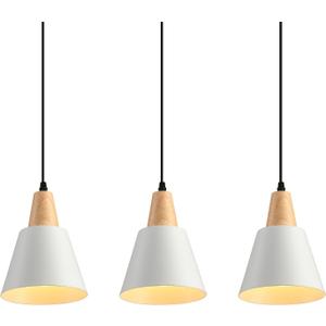 2 Pack Pendant Lights, White Pendant Lights Kitchen Island,Wood Dome Minimalist Industrial Ceiling Hanging Lights for Kitchen Island, Barn, Dining Room, Living Room, Bedroom