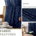 Lecloud Leia Jacquard Textured Navy Blue Sheer Curtains 96 Inches Long 2 Panels, French Door/Living Room/Bedroom Curtain with Dual Rod Pockets, Light Filtering Clip Leaf Voile Drapes, 38x96 Inches