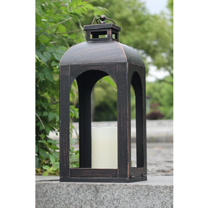 DECORKEY LED Lantern Decorative Outdoor&Indoor, Black Metal Lanterns Decor, Vintage Hanging Candle Holder for Home Porch Wedding Halloween Christmas Decorations Battery Powered