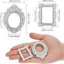 PRETYZOOM 12pcs Mini Frames Old DIY Miniature Hotel Home Rustic Poster Textured Oval Ornament Jewelry Props Vintage for Embossed Shop Small Hanging Wall Silver Frame Party Ornate Antique