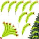 2 x 8 Pcs Lime Green Curly Tree Picks with Red Ball Christmas Tree Topper Ornaments 18.5" Faux Pampas Grass Decor Christmas Artificial Green Stems for Xmas Wreath Craft Decorations (8)