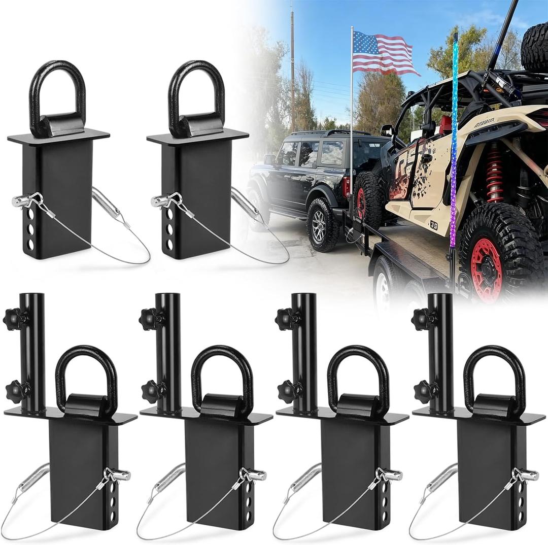 6Pcs Stake Pocket D Rings with Flag Pole Mount 2Pcs Heavy Duty Removable D-Ring Stake Pocket Tie Down with Anti-Loss Cord for Utility Trailers and Flatbeds for Flatbed Cargo Trucks 6 pcs
