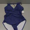 Charmo Tummy Control One Piece Swimsuits for Women Ruched Bathing Suits Strappy V Neck Monokini, Size Medium