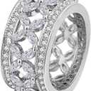 Boho Female Big Crystal Zircon Stone Ring Luxury Fashion Silver Color Engagement Rings for Women Vintage Wedding Jewelry