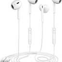 2 Packs Earbuds for iPhone Wired Headphones with Built-in Microphone & Volume Control HiFi Stereo Noise Reduction Wired Earphones for iPhone 14/13/12/11/XR/XS/X/8/7/SE All iOS, Plug and Play, White