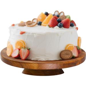 Wood Cake Stand, Acacia Cake Stand for Wedding Birthday, Wooden Serving Platter for Appetizers and Desserts (12 inch)