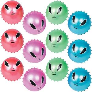 Assorted Colors Inflatable Alien Spike Vinyl Balls (5") 12 Count, Fun & Colorful Toys - Great Party Favors for Birthdays, Themed Parties & More