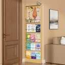 Behind The Door Bookshelf Kids,Wooden Behind Door Bookshelf, 5-Tier Bookcase Book Shelf Space-Saving Organizer Storage for Toys and Story Books Wall Mount Shelves with Hooks(Oak), 23.6''Lx3.94''Dx72.85''H