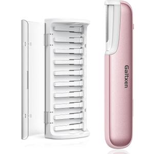 Dermaplaning Tool for Women Pink - Facial Exfoliation & Peach Fuzz Hair Removal with Rechargeable Sonic Edge Technology, 10 Refill Blades