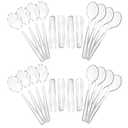 Clear Plastic Serving Utensils Set - 24 Clear Plastic Serving Spoons, 24 Tongs And 24 Forks - Heavy Duty Disposable Serving Utensils Set For Parties