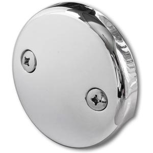 Dual Hole Bathtub Drain Overflow Plate with Two Matching Screws, Easy to Install, Plated Chrome