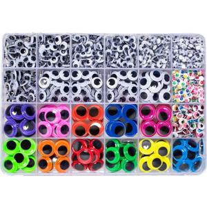 1700pcs Googly Wiggle Eyes Self Adhesive, for Craft Sticker Eyes Multi Colors and Sizes for DIY by ZZYI