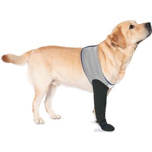 COODEO Dog Socks to Prevent Licking Paws, Healing Boots & Paw Protectors with Non-Slip Bottoms for Wound Protection, Waterproof Sleeve Shoes for Licking Grey L_Left