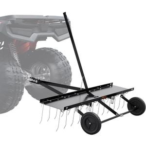 VEVOR Tow Behind Dethatcher, 48-inch Tow Dethatcher with 24 Spring Steel Tines, Lawn Dethatcher Rake for ATV or Mower, Tow Behind Lawn Rake with Lift Handle for Garden Farm Grass