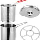 Kichvoe Stainless Steel Stove Top Fryer Kit with Deep Frying Pot and Non-Slip Handle Basket for French Fries Chicken Vegetables and Seafood 4.7X6.1X4.7 Inch Compact Portable Cooking