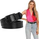 Fashion Womens Leather Belt, Soft Leather Waist Belt with Pin Buckle for Jeans Pants,width 1.3"