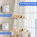 Retractable Clothesline Indoor & Outdoor, 16.2 Ft Non-Sagging Stainless Steel Laundry Washing Line with Wall Mounted Heavy Duty Design, Space-Saving Clothing Drying Rack (1, White)