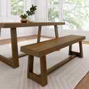 Plank+Beam 60 Inch Farmhouse Dining Bench, Solid Wood Entryway Bench, Wooden Outdoor Bench, Kitchen Dining Seat, Dining Room, Home Office, Living Room Furniture, Easy Assembly, Pecan Wirebrush (Bench for 72 Inch Table)