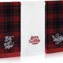 3 Pcs Christmas Farmhouse Hand Towels for Bathroom 14x29 Inch Red and Black Buffalo Check Plaid Rustic 100% Cotton Embroidered Kitchen Towels for Bath Dish Xmas Winter Gifts Decorations