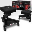 Mechanic Stool with Wheels, Hydraulic Adjustable Shop Stool on Wheels, Garage Work Rolling Chair for Workshop, 400 LBS Capacity, 4 Inch Casters, 360 Swivel Casters Roller Chair, Black