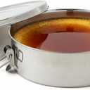 IMUSA 8.3in Stainless Steel Flan Mold with Lid, Round Baking Pan for Flan, Cheesecake, and Desserts, Silver