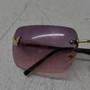 knliwkm Rimless Rectangle Y2k Sunglasses for Women Men Cute Small Clear Frameless Tinted Lens 2000S Fashion Shades Butterfly (Gold, Purple/ Pink)