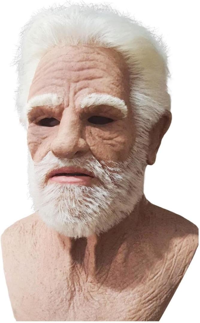 Old Man Mask for Adults Realistic Halloween Mask with Lifelike Features for Cosplay and Costume Parties