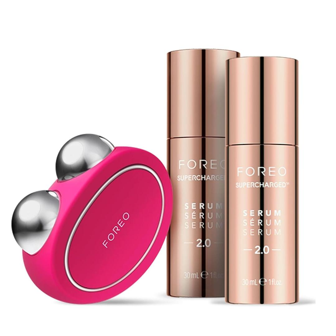 FOREO Bear Microcurrent Facial Device - Face Sculpting Tool - Instant Face Lift - Firm & Contour - Non-Invasive - Increases Absorption of Facial Skin Care Products (Fuchsia Bundle)