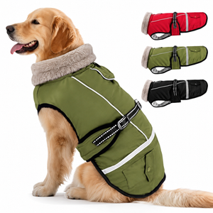 Dog Coat, Dog Winter Coat Jacket Waterproof for XL Large Dogs, Pet Vest Warm Fleece Cozy for Cold Weather, with Harness Built in Reflective, Dogs Snowsuit Windproof, Adjustable Buckle