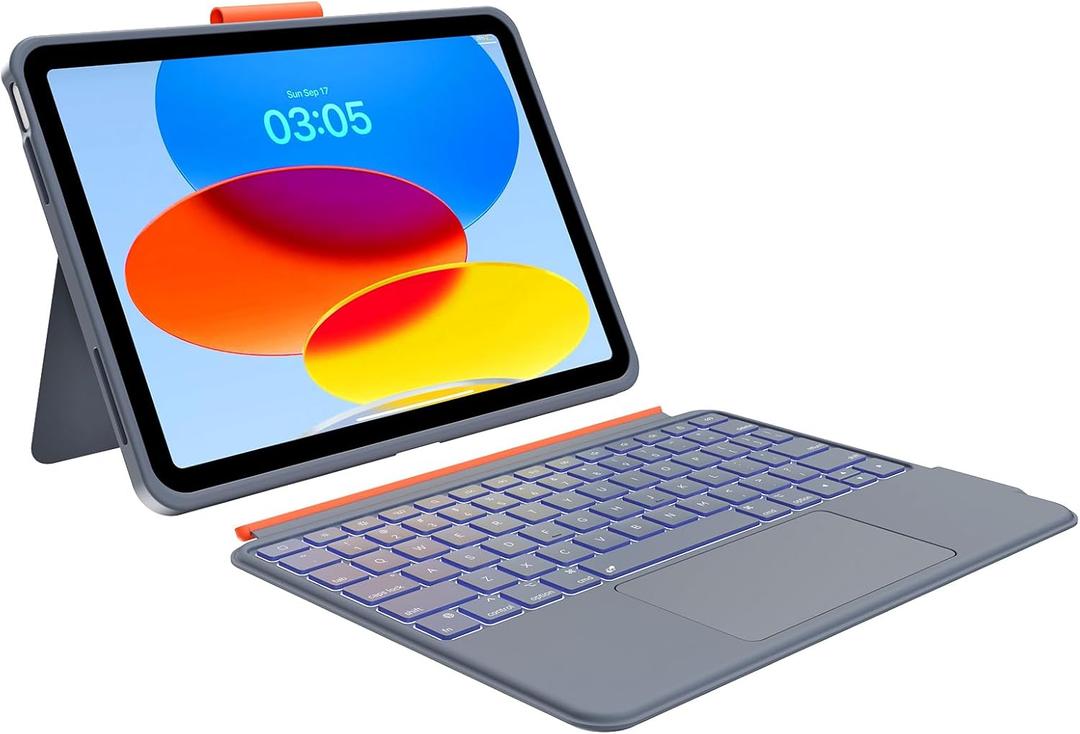 Case with Keyboard for iPad 10th Generation & 11th (A16, 2025): Bluetooth Wireless Detachable Magnetic Stand Rechargeable Keyboard with Folio Slim Compact Removable Cover with Trackpad, White Backlit