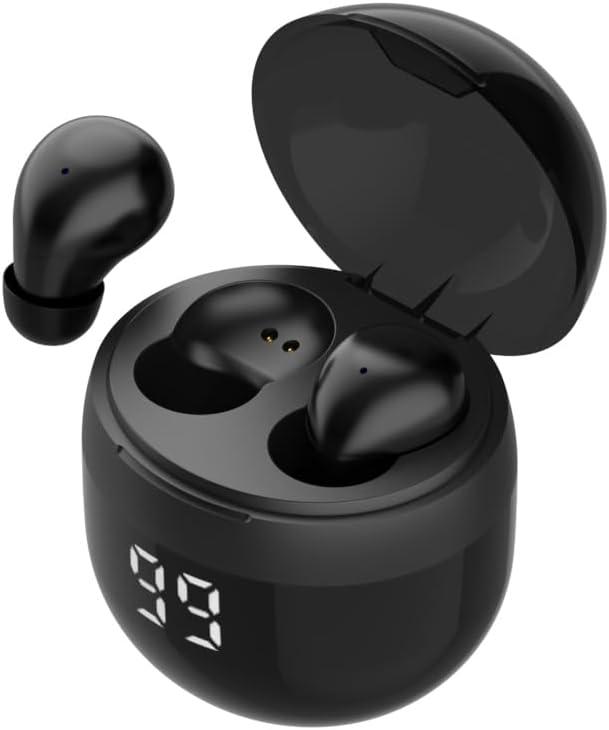 Invisible Earbuds Wireless Bluetooth - Tiny Small Earbuds with Premium Sound Quality, One-Step Auto Pairing, Smart Touch Control - Perfect for Work and Sports (Black)