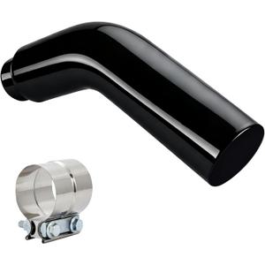 Universal 4" to 6" Exhaust Elbow Pipe with Steel Clamp - Silver Chrome or Black Painted for Car, Truck & Diesel