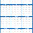 24" x 36" SwiftGlimpse 2027 Wall Calendar Erasable Large Wet & Dry Erase Laminated 12 Month Annual Yearly Wall Planner, Reversible, Horizontal/Vertical, Dark Blue