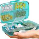 Travel Pill Organizer - Airtight Medicine Case for Traveling Portable Pharmacy Box with Labels Vitamin Container 8 Compartment Supplement Medication Holder Large Capacity Daily (Green)