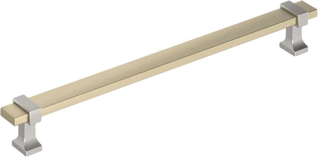 Amerock Overton 8-13/16 inch (224mm) Center-to-Center Golden Champagne/Satin Nickel Cabinet Pull, BP36684BBZG10