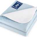 2 Packs Reusable Incontinence Bed Pad, 52" x 34" Washable Pee Pads, Waterproof Bed Pad & Pet Pad, Perfect for Kids, Adults, The Elderly and Pets (Light Blue)