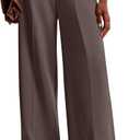 NIMIN Women Wide Leg Pants High Waisted Business Casual Work Trousers Dressy Pants with Pockets (Brown, M)