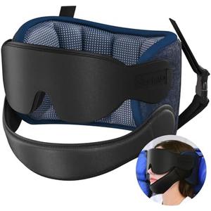 SARISUN Travel Pillows for Airplanes with Sleep Eye Mask, Chin Strap, Airplane Pillow for Long Flights, Car Road Trip, 360° Support Headrest, Stop Bobblehead, Mottled Blue