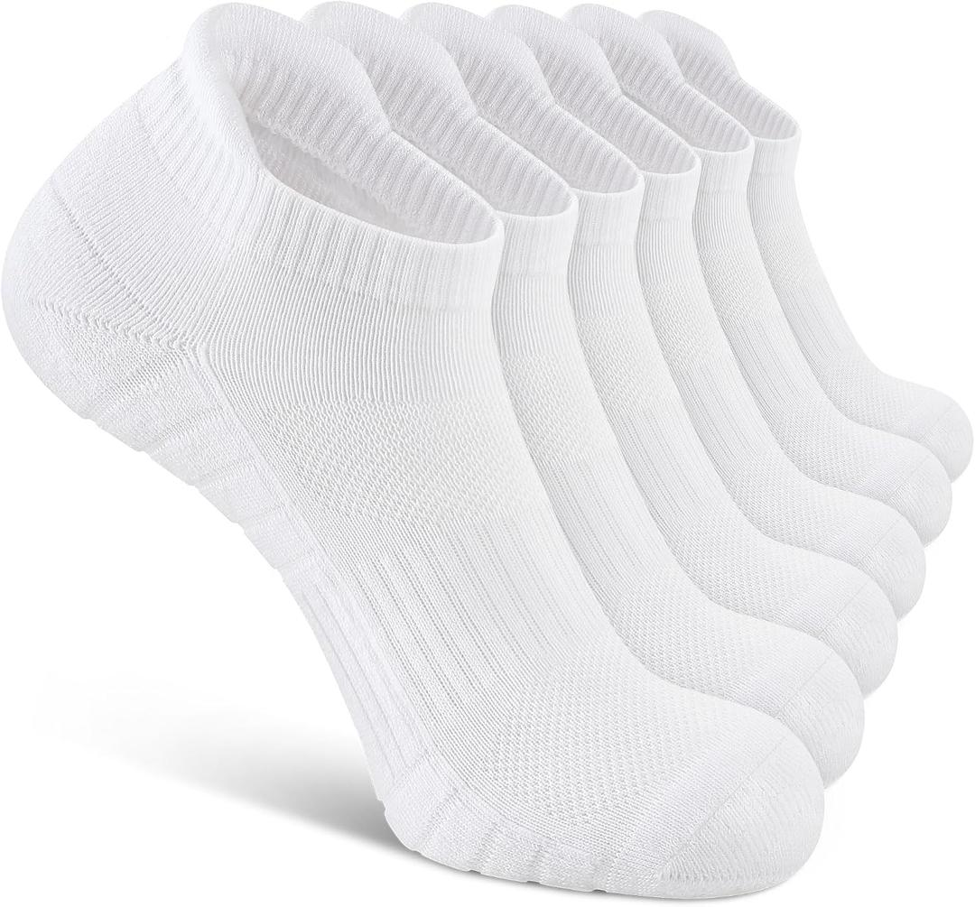 Uporee Low Cut Athletic Ankle Socks - Cushioned, Soft & Breathable, Anti-Blister Tab, 6 Pairs Men & Women