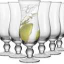 Cheardia 6 Pack Hurricane Glass, 14 oz Pina Colada Glasses Clear Tulip Drinking Cups for Juices, Cocktails, Full-Bodied Beer, Tropical Drinks, Water, Beverages
