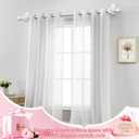 Curtain Rods No Drilling 32 to 58 Inches, USFOOK 5/8 Inch No Drill Curtain Rods for Windows with 3M Adhesive Brackets, Renter Friendly Drapery Pole with White Round Finials