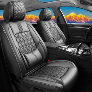 Fit Camry Car Seat Covers for Toyota Camry 2012-2024 2025 2026 - Upgraded Premium Waterproof & Breathable Leather, Airbag Compatible, All-Weather Seat Cushion Protector (Full Set, Black)