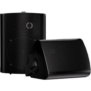 Herdio 5.25 Inches Passive Outdoor Speakers Wired Waterproof, 300 Watts Wall Mount Speakers All Weather for Patio Indoor Deck Countryard (1 Pair, Black)