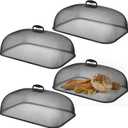 Hicarer 4 Pcs Metal Mesh Screen Food Cover for Outdoors Set Large 18.5 Inch Mesh Food Tents for Picnic Indoor Plate(Black)