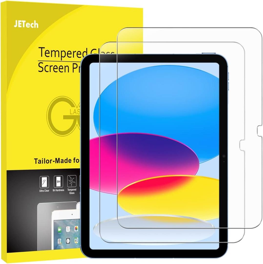 JETech Screen Protector for iPad (A16) 11th/10th Generation (2025/2022), 9H Tempered Glass Film, HD Clear, 2-Pack