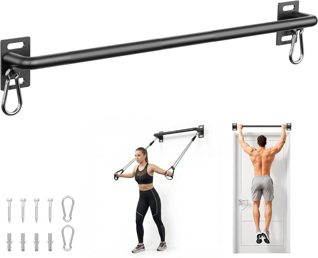 Pull Up Bar for Doorway and Wall Mount - Chin Up Bars for Home Gym, 36/52 in Upper Body Workout Equipment with 500 lbs Capacity, Portable Thickened Steel Construction, Joist Mounted