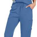 Scrubs for Women Set - Stand-Up V-Neck Scrub Top & Straight-Leg Pants with 5 Pockets,Women's Scrub Set (Blue, M)