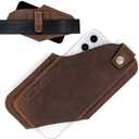 TobbinGear Leather Cell Phone Holster with Belt Clip, Universal Phone Holster for Men Belt Holder, Leather Case for iPhone, Samsung Galaxy Phones, Dark Brown, Large (L - Right Handed, Clip - Dark Brown)