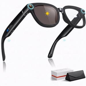 KAYZY AI Smart Glasses with Camera, 13MP Camera Sunglasses with Photochromic Lens, AI Real Time Translation & Object Recognition, Voice Control Music & Calls Bluetooth Glasses for Men Women
